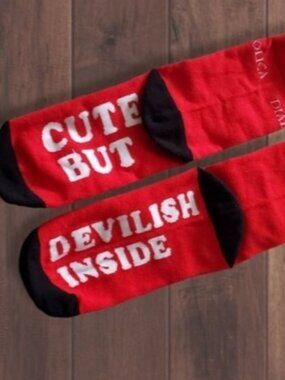 New- Red Socks logo "Cute but Devilish Inside"